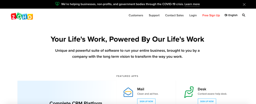 Zoho - 7 Best CRM Software in 2020